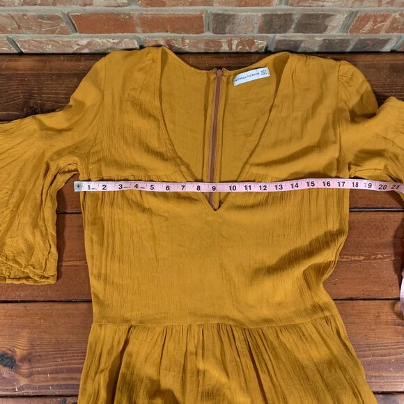 Faithfull The Brand Melia Arwen Tiered Butterscotch USA 8 / Large Midi Dress EUC - Picture 9 of 12